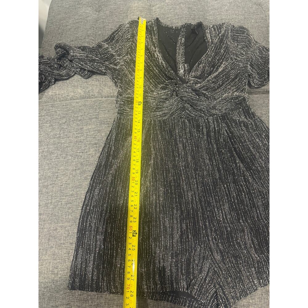 Silver/Black Size Small Romper Sparkle Long Sleeve - Picture 9 of 11